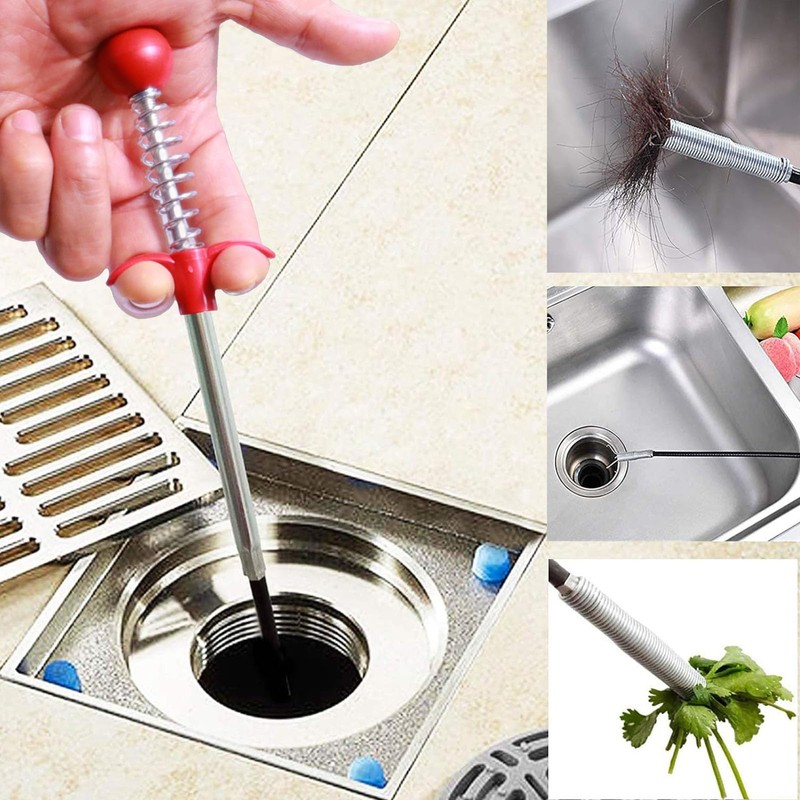 SHUOGUO Upgraded Drain Snake, 61 inch plumbing snake，Sink Snake Drain