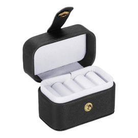 PATIKIL Velvet Ring Box, 4 Slots Travel Ring Box Jewelry Holder Portable Mini Jewelry Case for Rings Earrings Women Gift, Black
