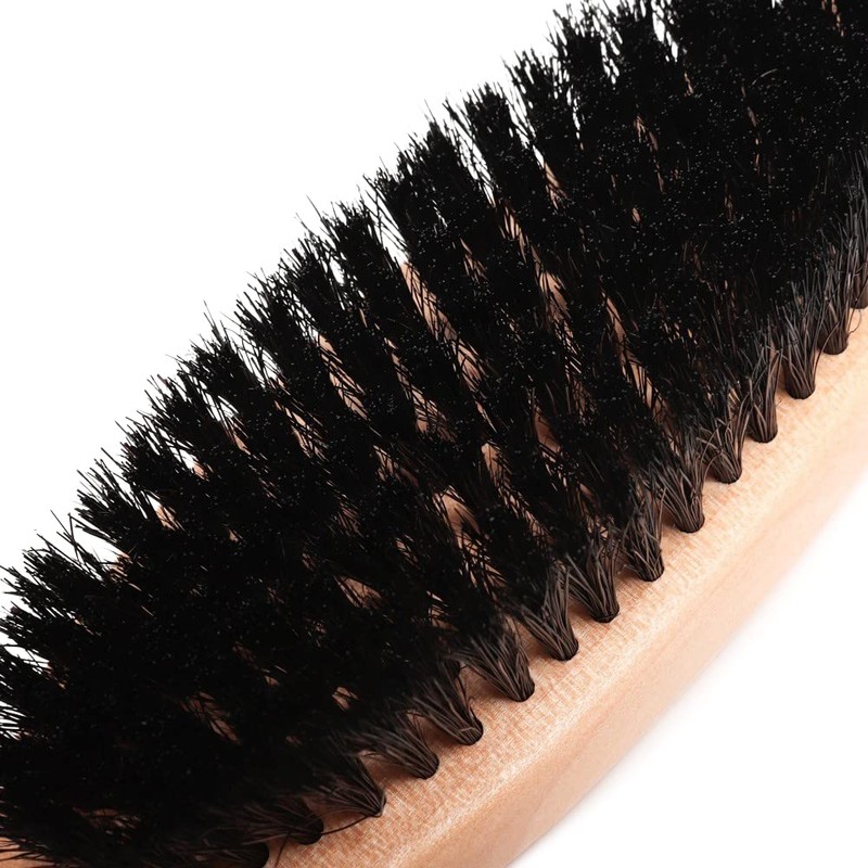 Pig Hair Clothes Brush with Tassel, Natural Wood, Anti-Static, Beige