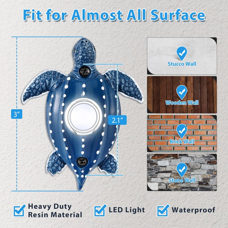 Dreyoo Doorbell Push Button, LED Lighted up Heavy Duty Wall