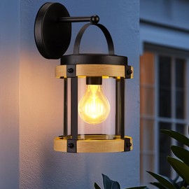 Solar Wall Lanterns Outdoor Waterproof Exterior Front Porch Light Solar Wall Sconce Light with Warm LED Glass Lampshade Wall Mount Lamp for Patio Fence Garage House Doorway Barn Decor