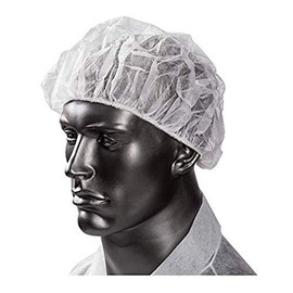 IndiaBigShop White Mob Caps 18" Hair Caps with elastic stretch band. Disposable Polypropylene Hats. Unisex Protective Hair Covers for food service. Breathable, Lightweight. Free size - 100 pcs