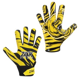 Zack Sports Football Gloves for Youth and Adults - Super Sticky Silicone Grip Football Receiver Gloves for Men and Women | Lightweight, Breathable & Durable (Yellow, Adult-XL)