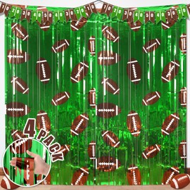 Knitgrip 2 Pack Football Party Decorations Football Photo Props 3.3x6.6 ft Football Foil Fringe Curtain Football Backdrop Football Birthday Party Decorations Sports Party Background