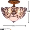 WERFACTORY Tiffany Ceiling Light Fixture Crystal Bead White Stained Glass