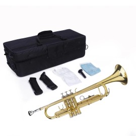 Ktaxon Brass Trumpet Bb with Case Mouthpiec  for Student or Beginner Golden
