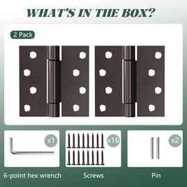 Self Closing Hinge 4 Inch Oil Rubbed Bronze Auto Close Door Hinges Adjustable 4 Inch Spring Hinges 4"x 4" Door Closer Hinge Square Corner for Commercial Grade Auto Self-Closing UL Listed, 2 Pack