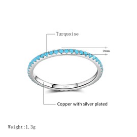 IMINI Turquoise Stackable Ring for Women Girls Boho Blue Stone Stacking Statement Knuckle Band Rings Comfort Fit Simple Retro Wedding Promise Christmas Birthday Jewelry Gift (9)