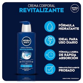 NIVEA MEN Crema Corporal Humectante Revitalizante, 500 ml | Hidratación Profunda y Energizante para hombre