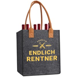 THXFUNAREA Ruhestand Geschenk Männerhandtasche Rente Rententritt Rentner Geschenke Männer Flaschentasche Flaschenträger für 6 Flaschen Endlich Rentner Abschiedsgeschenk Mann