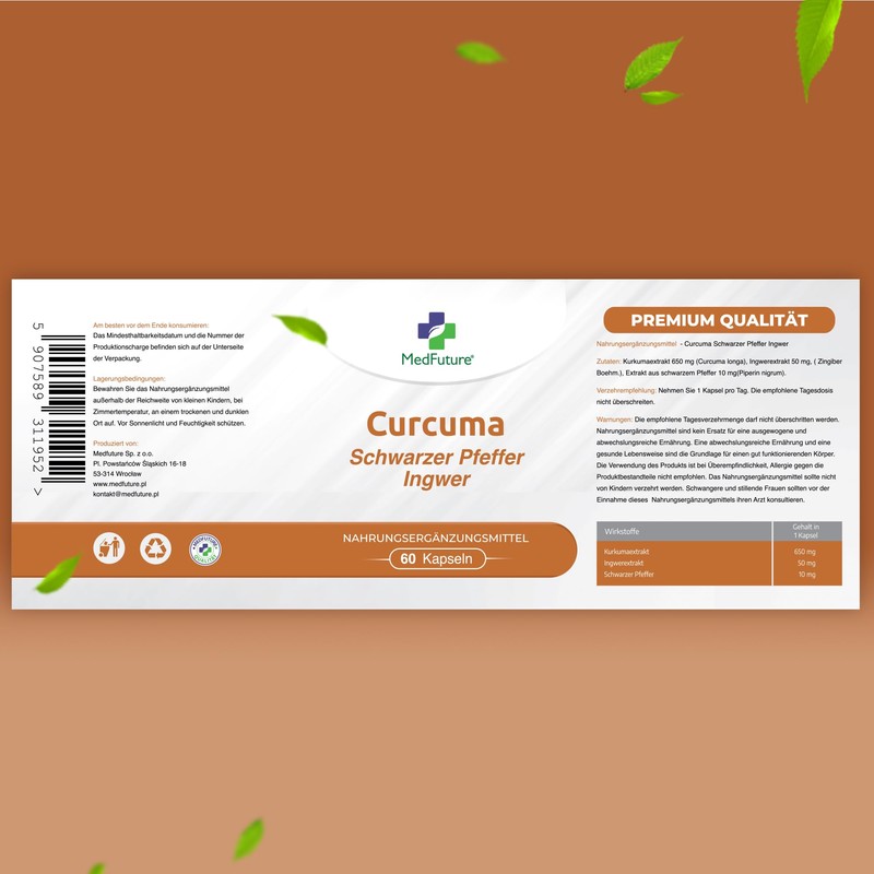 Turmeric Capsules 650 mg with Black Pepper 10 mg and