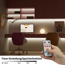 PAUTIX COB LED Strip Kit 6000 K Cool White, Dimmable 10 m 4800 LEDs DC24 V LED Strip Light, High Lumen LED Strip Kit with RF Remote Timer Function and GS Power Supply for Home and Kitchen Lighting