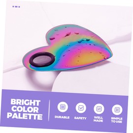 Gatuida 1 Set Heart Shaped Makeup Mixing Plate with Spatula Nail Color Mixing Palette for Manicure Durable Stainless Steel Polishes and Cosmetics