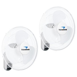 Tornado 2 Pack 16 Inch Oscillating Wall Mount Fan Remote Control Included 3 Speed 2650 CFM 6 FT Cord UL Safety Listed