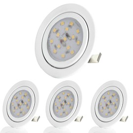 Sweet Led LED Recessed Spotlight, 230 V, Furniture Recessed Spotlight, LED Flat Furniture Light, Pack of 4, White, LED Spotlight, Warm White