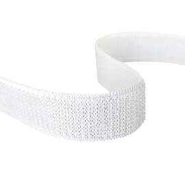 Nastro a strappo elastico | solo parte femmina | per cucire | nero o bianco | 3 m, 8 m o 25 m su rotolo/20 mm x 8 m, bianco