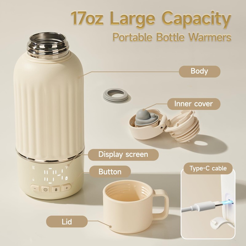 Snow Bear Portable Bottle Warmer for Travel, Fast Heating in