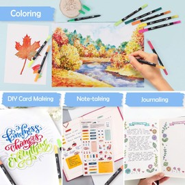 120 Dual Brush Marker Pens, Art Markers Set with Fine and Brush Tip, Artist Coloring Marker Set with Premium Case for Adults Coloring Books Note Planner Lettering Calligraphy Drawing Art (120)