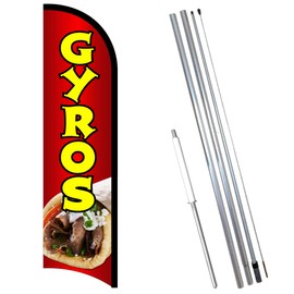 Vista Products GYROS Premium Windless Feather Banner Flag Kit (Flag, Pole, & Ground Mt)