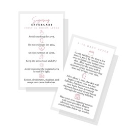 Sugaring Hair Removal Aftercare Cards | 50 Pack | 2x3.5” in Business Card | Sugaring Hair Removal Supplies | Waxing Supplies | White Card Design