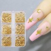 6 Grids Star Nail Charms 3D Gold Stars Moon Nail