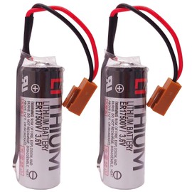 (2-Pack) 2700mAh 3.6V ER17500V PLC Lithium Battery ER17/50 with Plug for Injection molding Machine with Lithium Battery, for CNC PLC Controller Battery