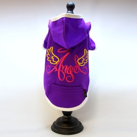 Alphadog Series Angel Embroidery Hooded (Hoody) T-Shirt with Pocket for Your Dog or Cat (XL, Purple)