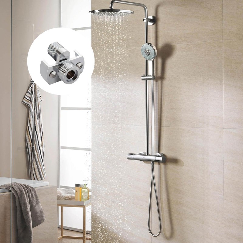 0XBIT Short Shower Tap Adaptor, Adjustable Angled Bent Base, Angled