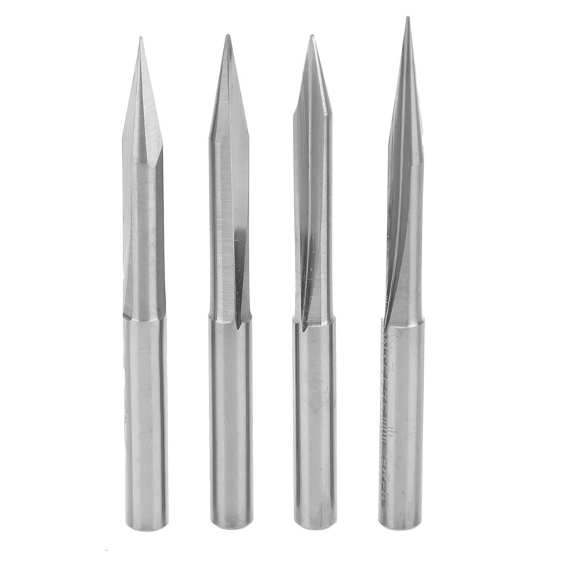 4Pcs VShaped Carving Cutter 2Edged Engraving Bit 4x0.3x15°/4x0.3x20°/4x0.3x25°/4x0.3x30°