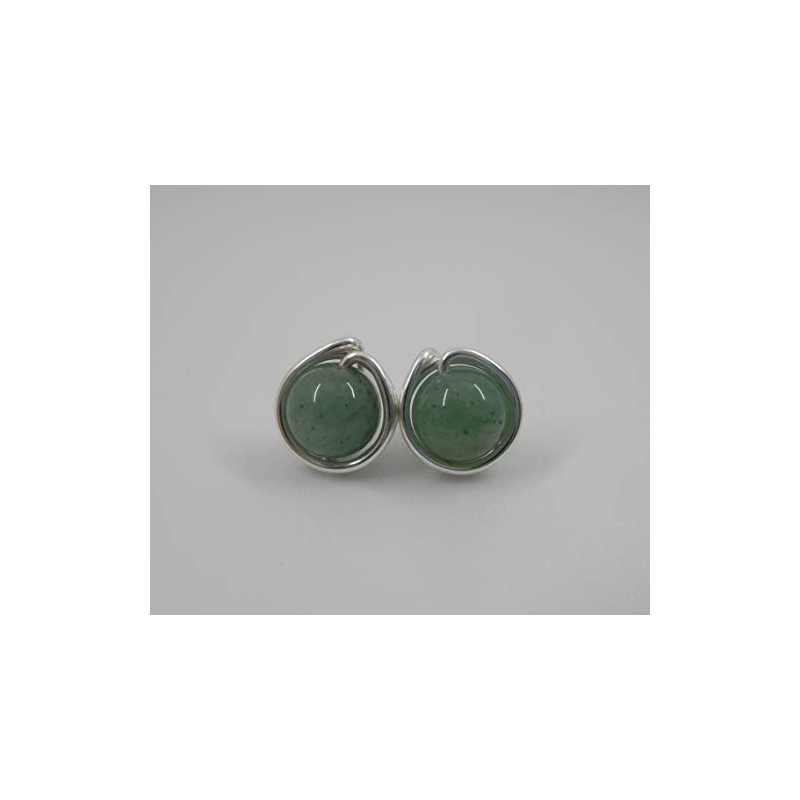 Silver-plated earrings made of gemstone aventurine