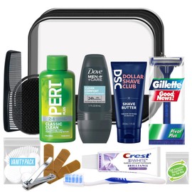 Convenience Kits International Men’s Super Deluxe, 16-Piece Kit with Travel Size TSA Compliant Essentials in Reusable Zippered Toiletry Bag