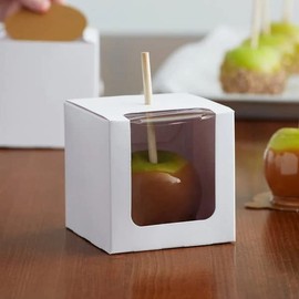 Apple Candy Containers - 12 Paper Candy Apple Sticks + 12 Candy Apple Boxes – Supplies for Candy Packaging