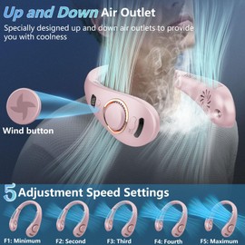 KJXIC Misting Fan,Mister Fans,Folding Hanging Neck Fan,Cordless Bladeless Battery Cooling Neck Cooler Device,Birthday Gifts for Home,Office,Outside,Travel,Sports Light Purple