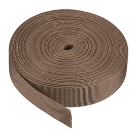 MECCANIXITY Flat Nylon Webbing Strap 1 Inch 10 Yards Light Brown for Backpack, Luggage-Rack