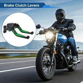 A ABSOPRO Short Long Brake Clutch Levers for Yamaha YZF R1 15-22 6 Position Adjustable Motorcycle Handlebar Brake Lever Aluminum Alloy Black Head Green Handle