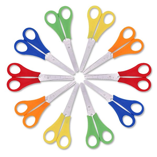 umorismo 10 Pcs Kids Scissors Children Safety Scissors with CM Scale, Preschool Training Scissors Handmade Scissors for Art Craft,Students Office