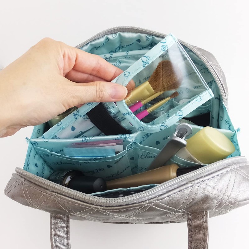 At First AF8338 Makeup Pouch, Cosmetics Bag with Brush Holder,