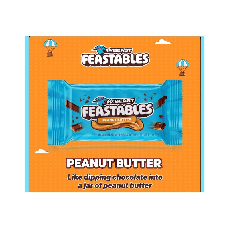 Feastables MrBeast Peanut Butter Milk Chocolate Chocolate Bar, Full Size