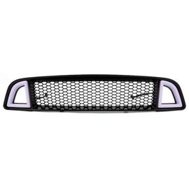 GRAND ORANGE Front Bumper Grille Hood Mesh with DRL LED Lights Compatible with Ford Mustang 2013 2014 (Except Shelby)