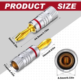 Yaocom 18 Pairs/ 36 Pcs Speaker Banana Plugs, 24k Gold Plated Dual Screw Type Speaker Connector for Speaker Wire, Speaker Cable Connectors for Theater, Wall Plate, Audio Video Receive and Sound System