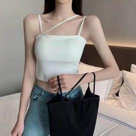 SIS-813 Trendy Design Wing-Type Built-in Cap Shoulder Strap Bralette for Daily Layering PilaPole Wear (Cross-Strap Bralette)/Black 3ea