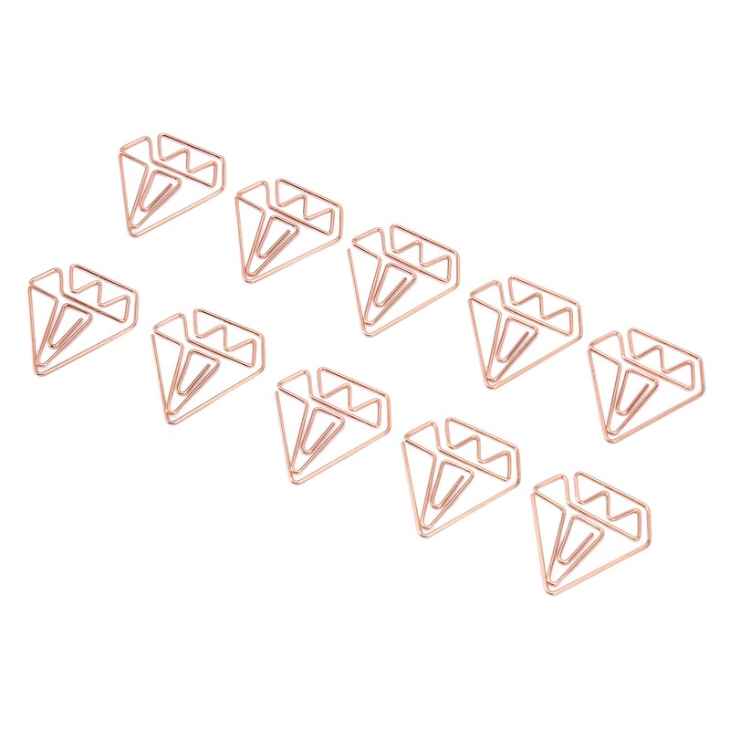 100pcs Rose Gold Paper Clips Cute Diamond Shaped Multifunctional Metal