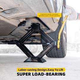 LEADBRAND Scissor Jack Car Jack, Ratchet Handle Saving Strength Design (1.5Ton + Drill Adapter)