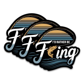 Set 3Pcs I'd Rather Be F*cking Sticker Funny Fishing Gift, Fish Environmental Humor Sticker Bookish Hard Hat Waterproof 3 Inches Die-Cut Vinyl for Water Bottle Laptop Phone for Friend Coworker Dad Mom