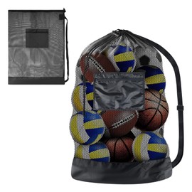 Ball Net and Large Capacity, Extra Large Ball Net for Football, Basketball, Handball, Volleyball, Sports Mesh Bag with Drawstring and Shoulder Strap, Ball Net Multi-Purpose for Various Sports Balls
