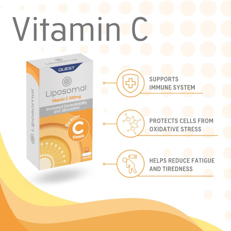 Quest - Liposomal Vitamin C 60x 500mg Vegan Capsules. High