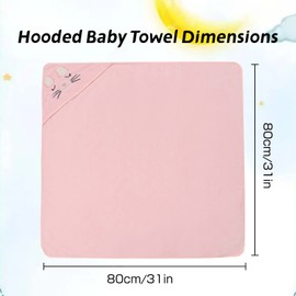 HiABsee Baby Towels with Hood - Ultra Soft Hooded Baby Bath Towels for Newborns, Unique Animal Design - Pink Cat