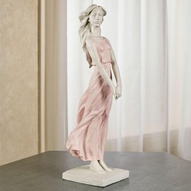 Secret Thoughts Woman in Pastel Pink Table Sculpture, Figurine, 19 Inches Tall