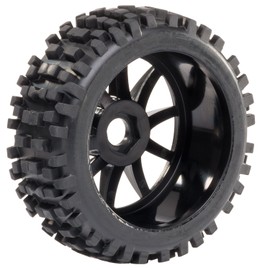 Attack Buggy Tyre Rim Set with 10 Spoke Rim Black 1:8 partCore 320019