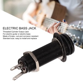 1/4 Inch 6.35 mm Brass Mono Guitar Bass Barrel Jack Socket Cylinder Input Output Jack with 3 Pins Metal Stereo Guitar Bass Barrel Output Jack Plug (Black)